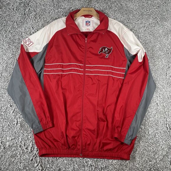 Tampa Bay Buccaneers Full Zip Windbreaker Jacket Men's Large Red NFL Authentic - Picture 1 of 7